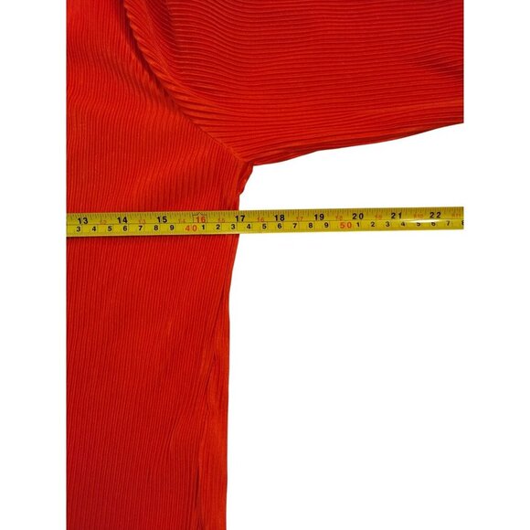Ribbed Bell Sleeve Button-Up Collared Top By Ro&De XS Polyester Womens Shirt NWT - Picture 6 of 8